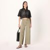 Women's LUE Lace Button Down Cropped Shirt