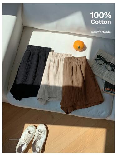 Women's 3 Pack Linen Shorts Summer Lounge Sleep Pajama Boxer Shorts