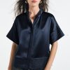 Women's Button Down Shirts Short Sleeve Cropped Dressy Casual Shirts Tops Loose Business Work Blouses