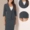 Business Skirt Suit Set for Women's 2 Piece Office Work Outfit Collarless Blazer Pencil Skirt