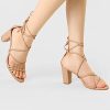 Women's Strappy Lace Up Chunky Heeled Sandals