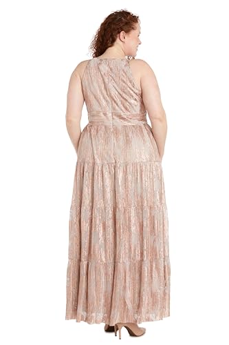 Women's Metallic Bloom Pleated Maxi Dress