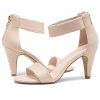 RROSE Women's Chunky Low Heels Open Toe Ankle Strap Heeled Sandals with Back Zipper Dressy Pumps Shoes for Wedding Prom Party