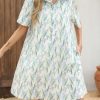 Summer Floral Dress Women's Printed Casual Sundress Short Sleeve Button Up Shirt Dresses with Pockets