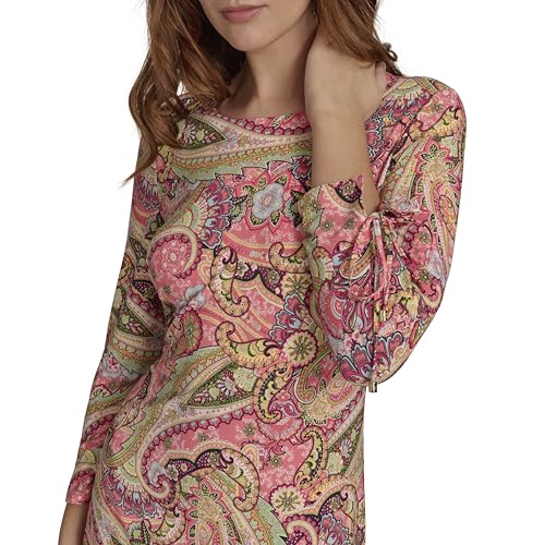Women's Long Tie Sleeve Round Neck Shift Dress