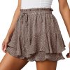 Flowy Shorts for Women Casual Boho Floral Skorts Ruffle Mini Skirts Running Tennis Butterfly Chiffon Shorts