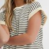 2 Piece Lounge Set Women Stripe Knit Short Sleeve Tee Shirts Shorts Casual Summer Loungewear Shorts Sets