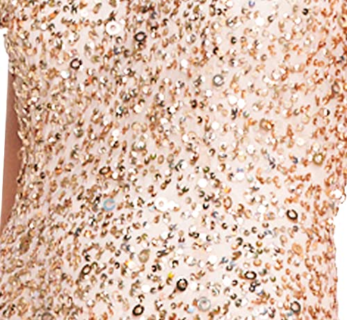 Women's Short-Sleeve All Over Sequin Gown