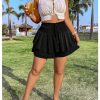 Women's Plus Size Smocked Tiered Ruffle Flowy Shorts Drawstring Elastic Waist Wide Leg Shorts