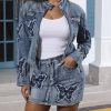 Women’s Denim Set 2 Piece Outfits Casual Denim Jacket & Mini Skirt Set Bodycon Jean Outfits with Pockets