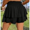 Women's Plus Size Smocked Tiered Ruffle Flowy Shorts Drawstring Elastic Waist Wide Leg Shorts