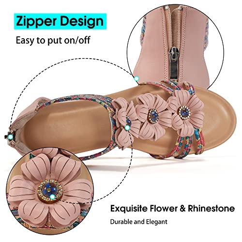 Sandals Womens Wedge Shoes: Comfortable Dressy Wedges Sandal with Zipper Summer Gladiator Sandals Open Toe