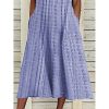 Women Casual Dress Summer Stripe Button V Neck Sleeveless with Pocket Long Dresses Holiday Beach Party Midi Dress
